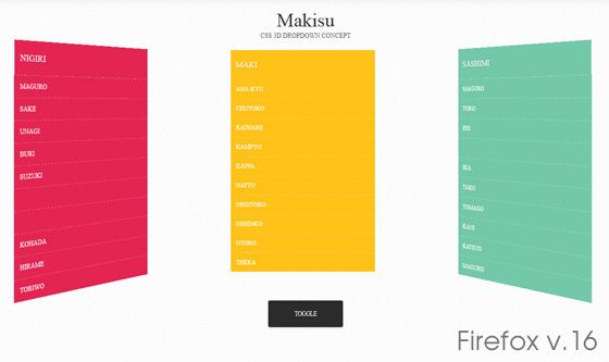Makisu - CSS 3D Dropdown