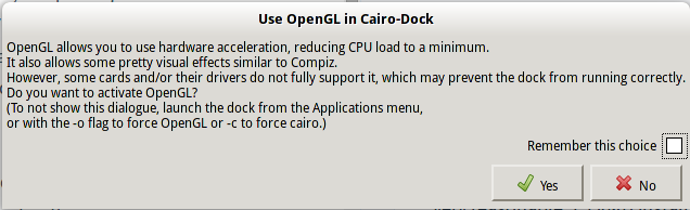 Cairo-Dock OpenGL Warning