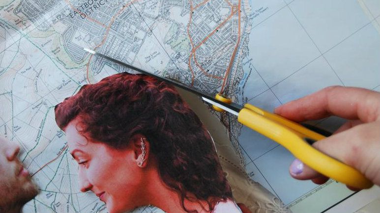 chambray and curls Personalised Valentines Art DIY tutorial Map Silhouette