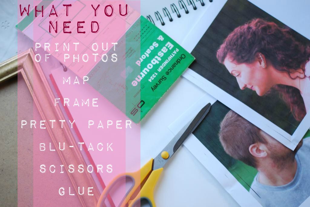chambray and curls Personalised Valentines Art DIY tutorial Map Silhouette
