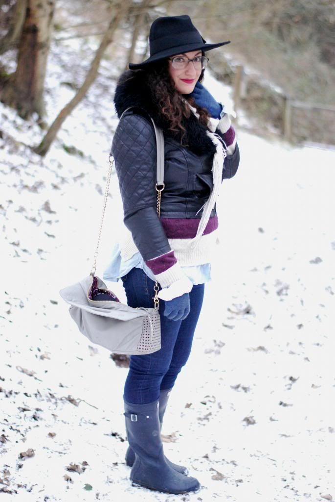 chambray and curls snow quilted leather jacket ASOS