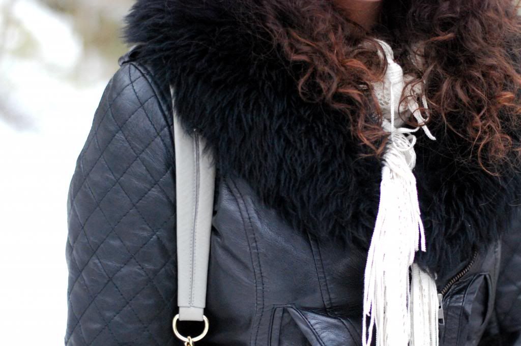 chambray and curls snow quilted leather jacket ASOS
