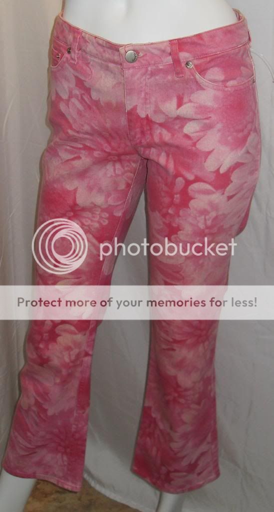 THEORY PINK & WHITE DENIM FLORAL PANTS SZ 4  