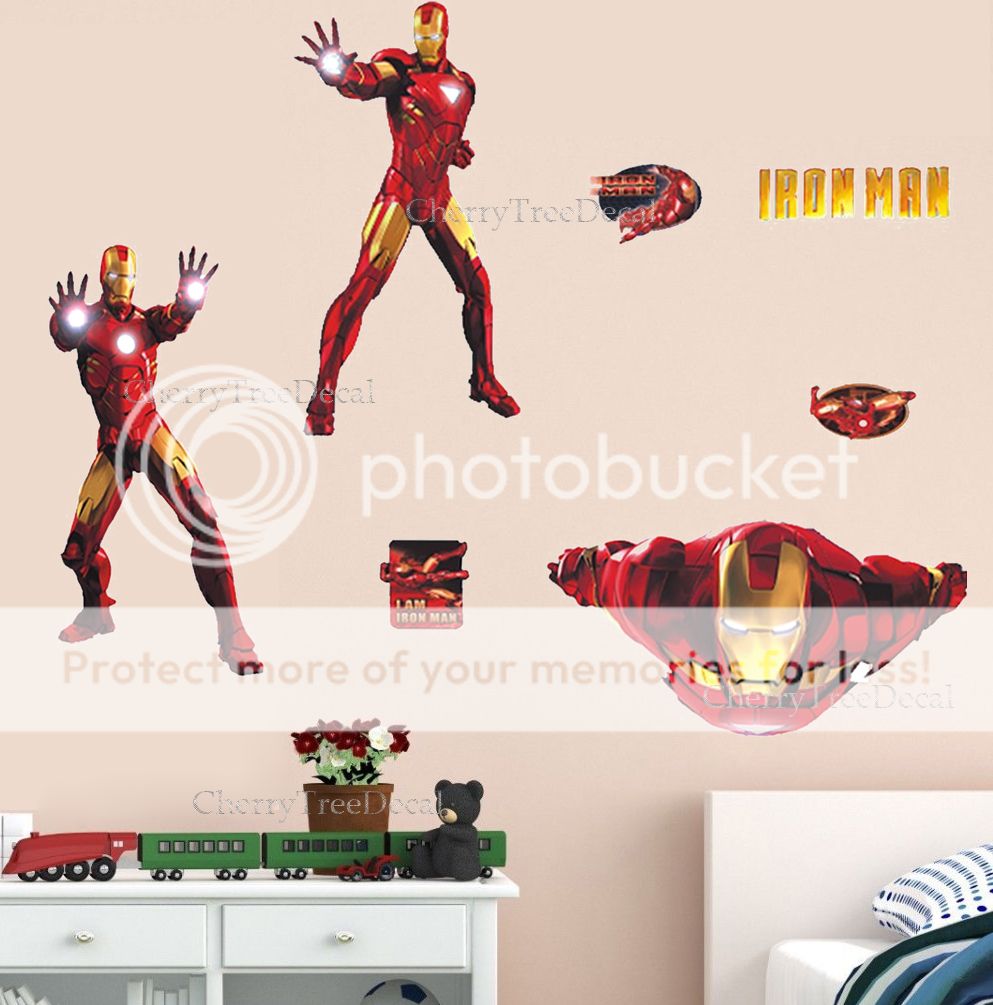 Details About Huge Iron Man Wall Stickers Childrens Boys Bedroom Decal Super Hero Decor Paper